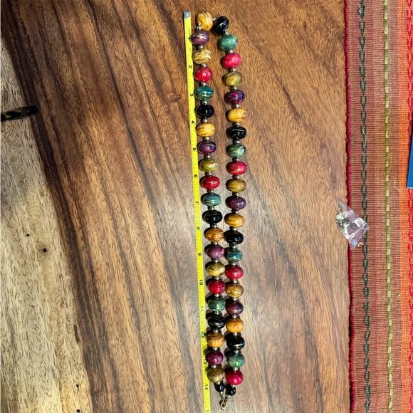 Vintage bead necklace SIGNED Painted wooden beads! Rare.HIGH END STYLE Mint con… - Picture 3 of 10